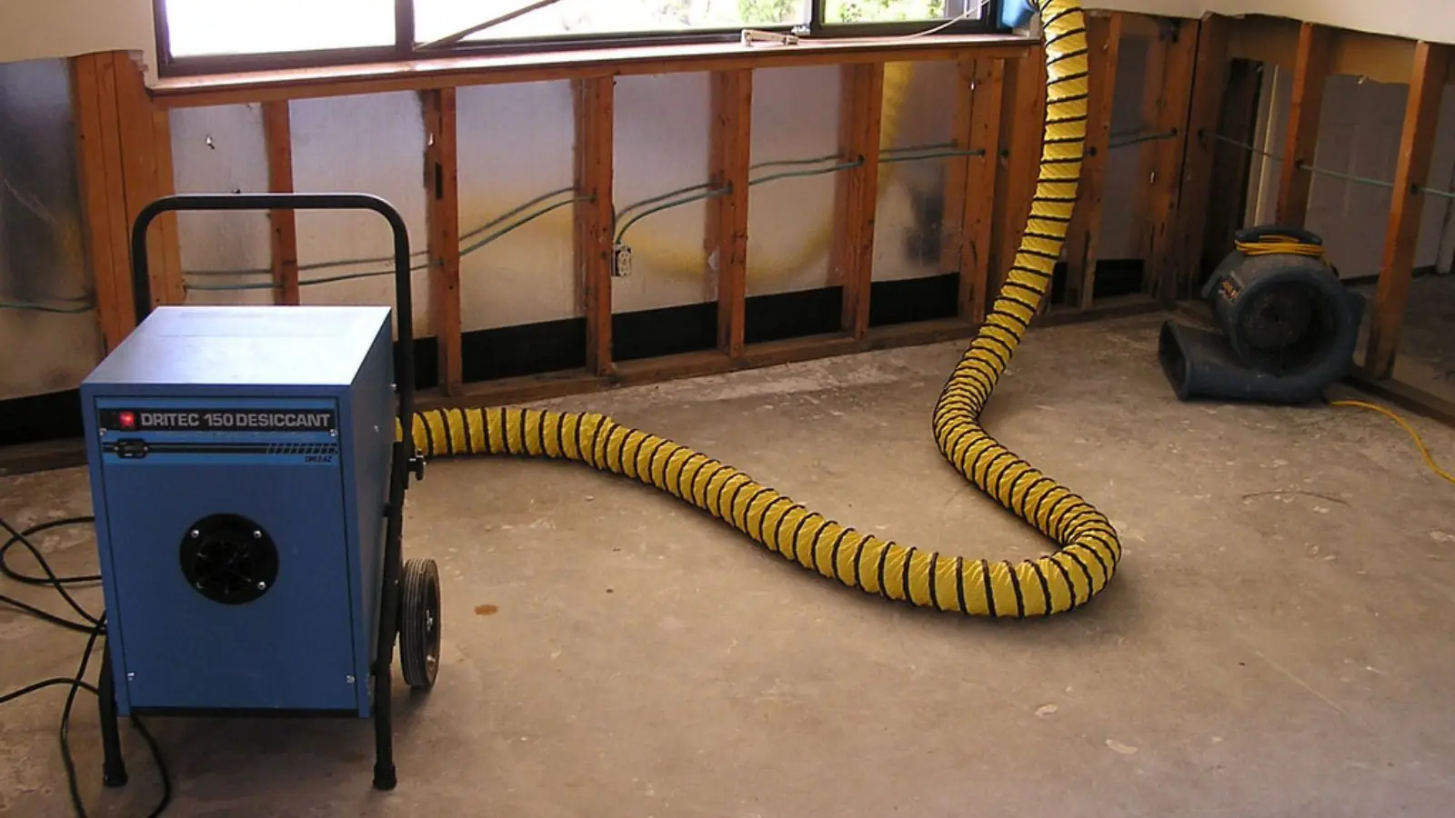 Restoration crew drying a water-damaged room in Duarte, California